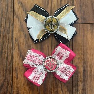 Kids NEW ORLEANS SAINTS Bow Hair Clips - Pink and Black